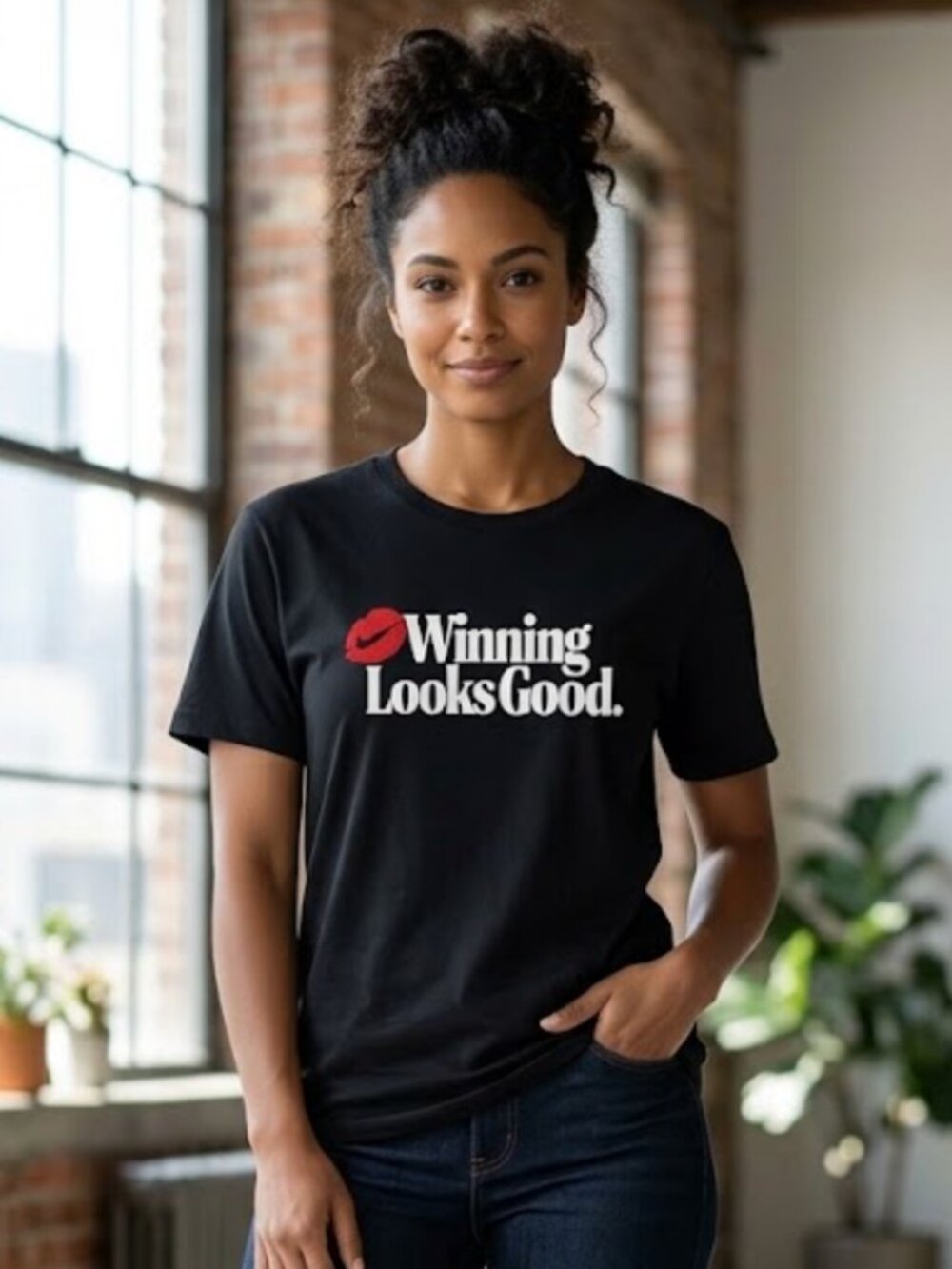 NWT NIKE Women's Winning Looks Good Graphic T-Shirt in Black Medium